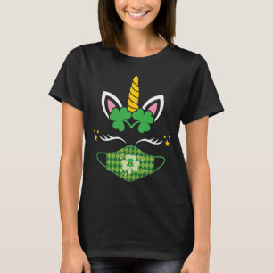 T-shirt Jour de la Saint Patrick Unicorn visage Masque Lep