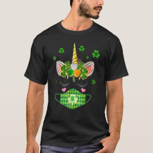T-shirt Jour de la Saint Patrick Unicorn visage Masque Lep