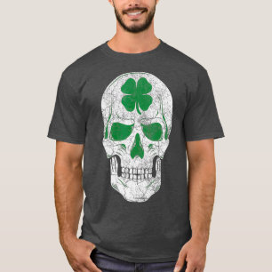 T-shirt Jour de la Saint Patrick Vert Shamrock Crâne Cade