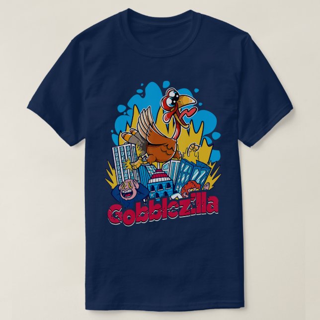 T-shirt Jour de la Turquie Thanksgiving Gobblezilla 2 (Design devant)