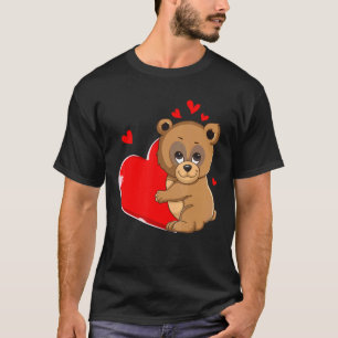 T-shirt Jour de la Valentines de l'ours mignon Tenir le co
