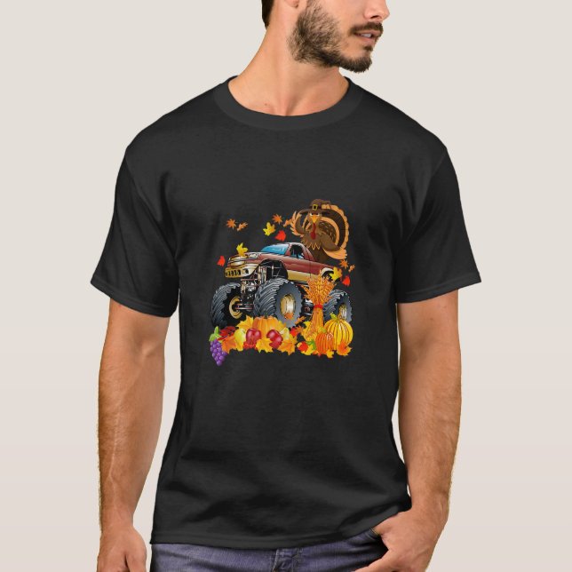 T-shirt Jour De L'Action De Grâce Turquie équitation Monst (Devant)