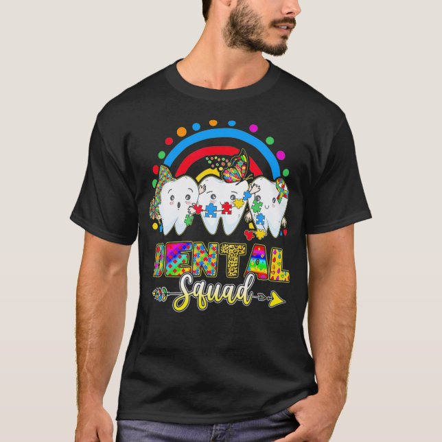 T-shirt Jour de l'autisme Puzzle des dents Dragon de la br (Devant)