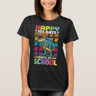 T-shirt Jour De L'École Dino Enfants Joyeux 100 Jours Dino