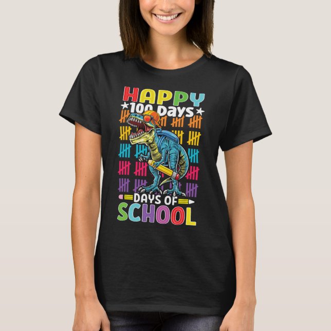 T-shirt Jour De L'École Dino Enfants Joyeux 100 Jours Dino (Devant)