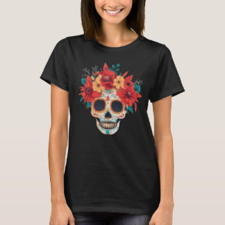 T-shirt Jour De L'Halloween Morte Du Crâne De Sucre Hallow
