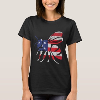 T-shirt Jour de l'indépendance de l'abeille Drapeau patrio