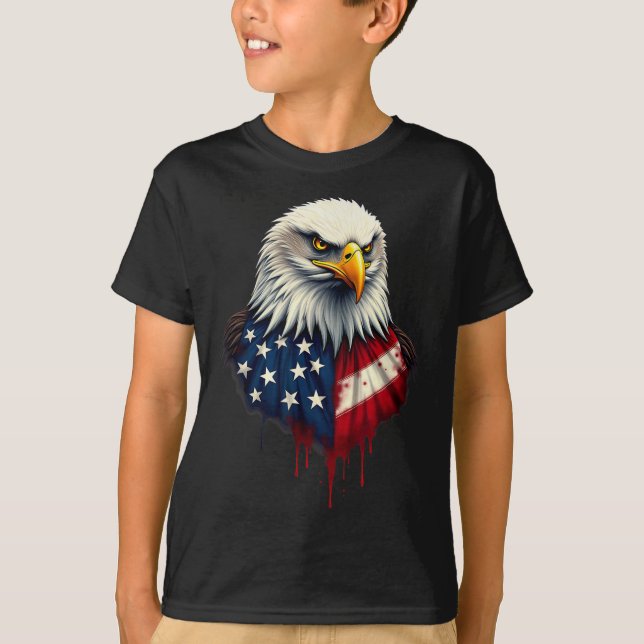 T-shirt Jour de l'indépendance de l'aigle à drapeau améric (Devant)