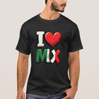 T-shirt Jour de l'indépendance du Mexique J'aime le drapea