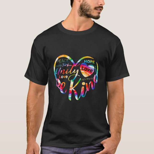 T-shirt Jour de l'Unité Orange Coeur Soyez gentil Contre l (Devant)