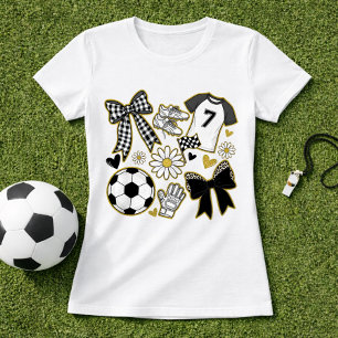 T-shirt Jour de match de football pailleté or style fille