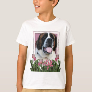 T-shirt Jour de mères - tulipes roses - St Bernard - Mae