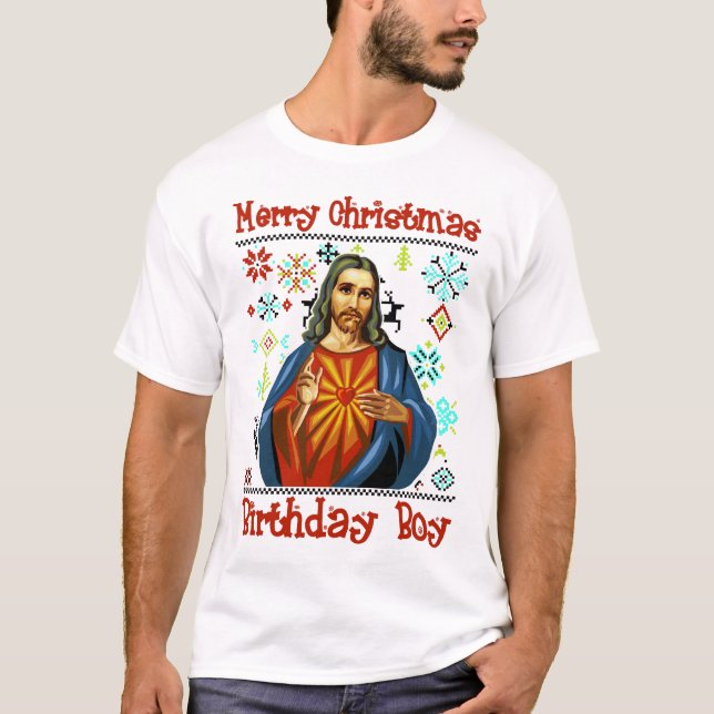 T-shirt Jour de naissance de clipart de Jésus-Christ (Devant)
