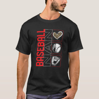 T-shirt Jour de Nan de baseball Léopard Coeur Sport Joueur