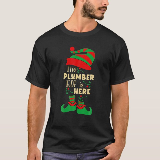 T-shirt Jour de Noël du elfe de plombier (Devant)