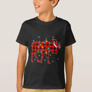 T-shirt Jour de Noël Éclairage Buffle Plaid Père Noël Moos