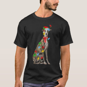 T-shirt Jour de Noël Lumière Père Noël Greyhound Chien Noë