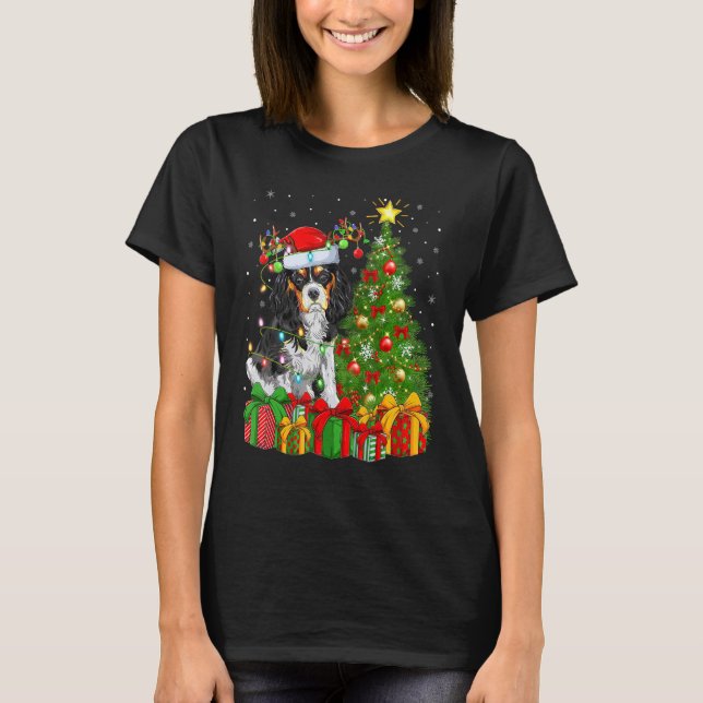 T-shirt Jour de Noël Lumières Père Noël Anglais Setter Chi (Devant)