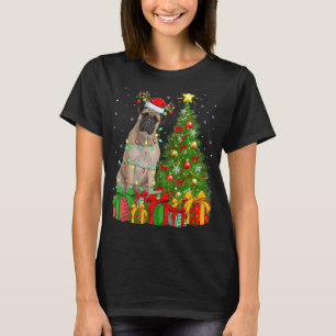T-shirt Jour de Noël Lumières Père Noël Bullmastiff Chien