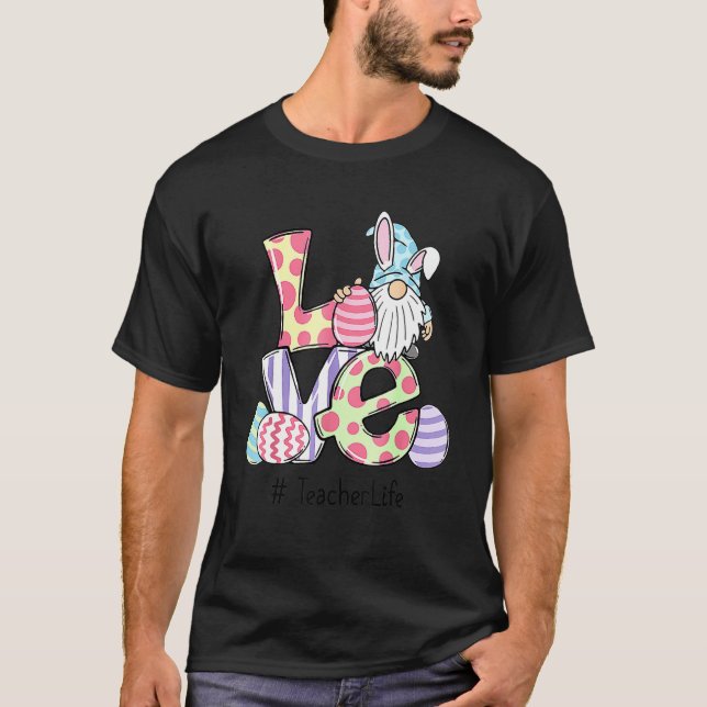 T-shirt Jour de Pâques Amour Enseignant Vie Pâques Gnome O (Devant)