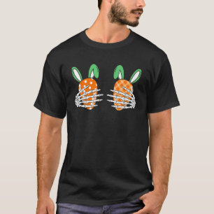 T-shirt Jour de Pâques Lapin Carotte Squelette Mains crâne