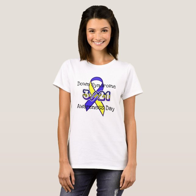 T-shirt Jour de sensibilisation au syndrome de Down Ruban  (Devant entier)