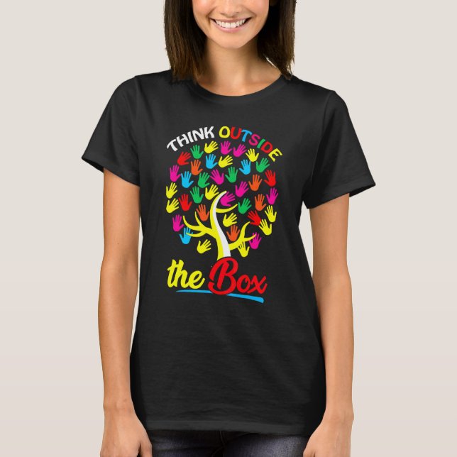 T-shirt Jour De sensibilisation sur l'autisme Pensez Dehor (Devant)