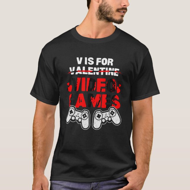T-shirt Jour de Valentines Jeux Vidéos Jeu Joke Mens Femme (Devant)