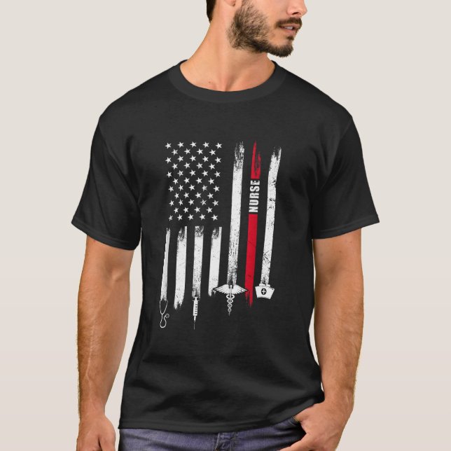 T-shirt Jour des infirmières du drapeau américain (Devant)
