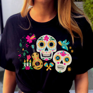 T-shirt Jour des Morts Thème Crânes de sucre