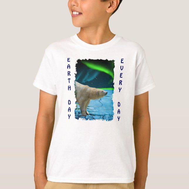 T-shirt Jour des terres Aurora, glace et ours polaire chaq (Devant)