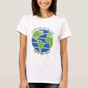 T-shirt Jour des terres Blue Green Globe Carte Planète