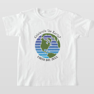 T-shirt Jour des terres Blue Green Globe Carte Planète