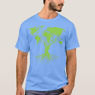 T-shirt Jour des terres mignon Carte du monde Arbre Pro En