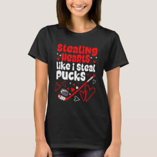 T-shirt Jour des Valentines Hockey sur glace Coeurs volant