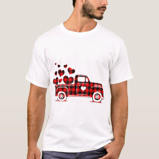 T-shirt Jour des Valentines Joyeuses du Camion Rouge Plaid