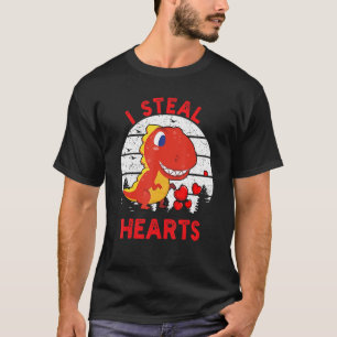 T-shirt Jour des Valentines Rétro Dinosaure I Voler Coeurs