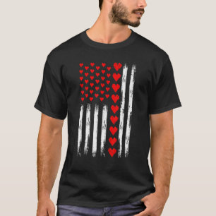 T-shirt Jour des Valentines vintages American Flag Hearts 