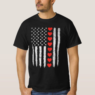 T-shirt Jour des Valentines vintages Coeurs rouges Drapeau