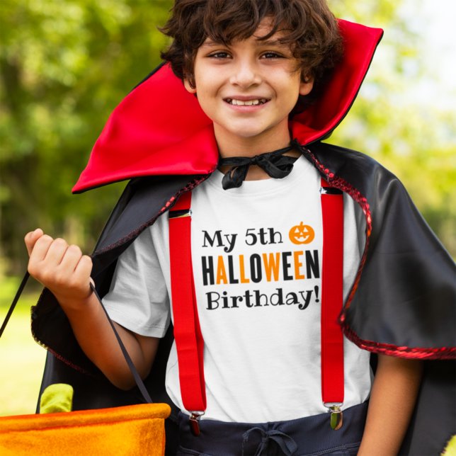 T-shirt Jour d'Halloween moderne orange et noir personnali (Créateur téléchargé)