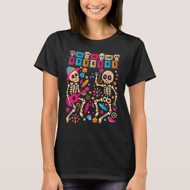 T-shirt Jour Dia De Los Muertos De La Skeleto Mexicaine Mo (Devant)