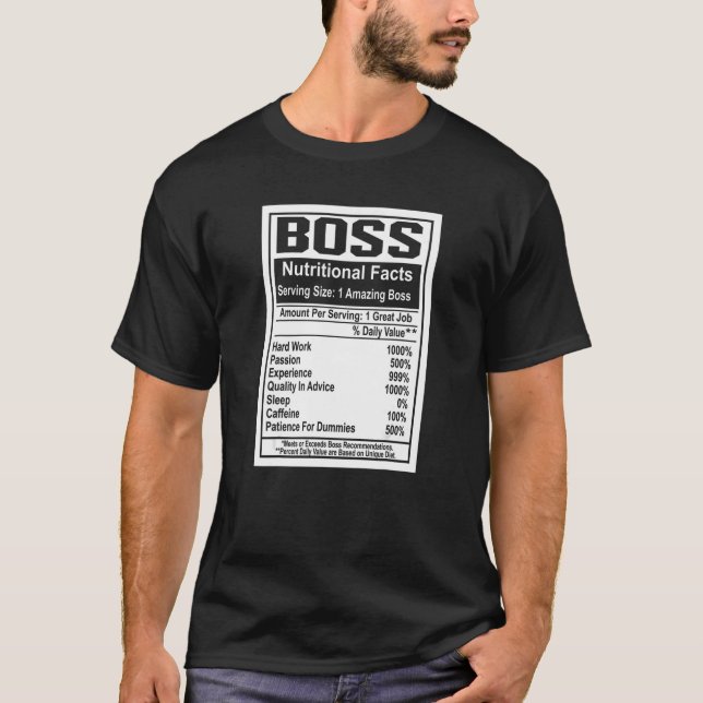 T-shirt Jour du patron Faits nutritionnels Extraordinaire  (Devant)