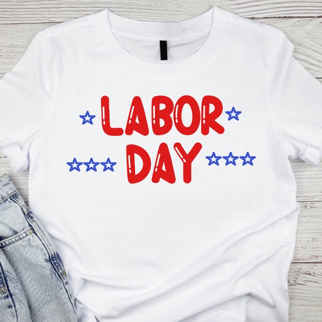 T-shirt Jour du Travail rouge et bleu (Créateur téléchargé)