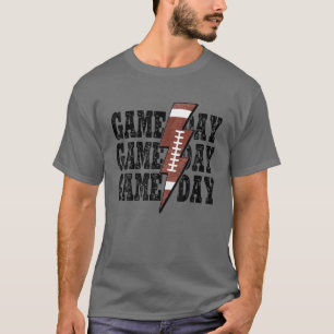 T-shirt Jour Football Saison Éclair Bolt Pied Drôle