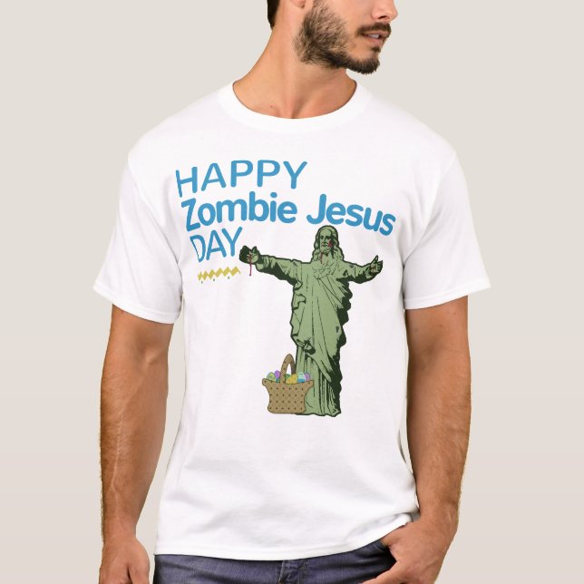 T-shirt Jour heureux de Jésus de zombi (Devant)
