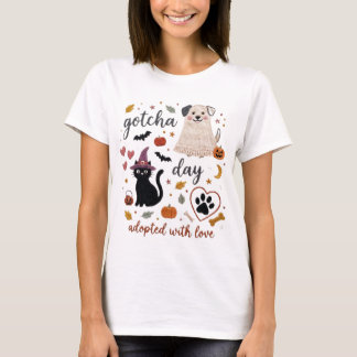 T-shirt Jour J Halloween Chat Noir Chien Adopté avec Am