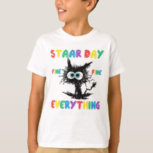 T-shirt Jour Noir Chat Enseignant Enfants Test d'étoile D