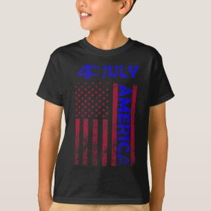 T-shirt Jour Usa America Drapeau 4 juillet Happy Funny