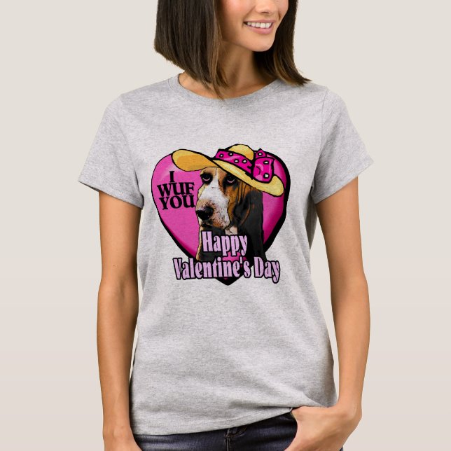T-shirt Jour Valentines de Chien de Basset Hound (Devant)