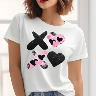 T-shirt Jour Xoxo Valentines Noir et Rose